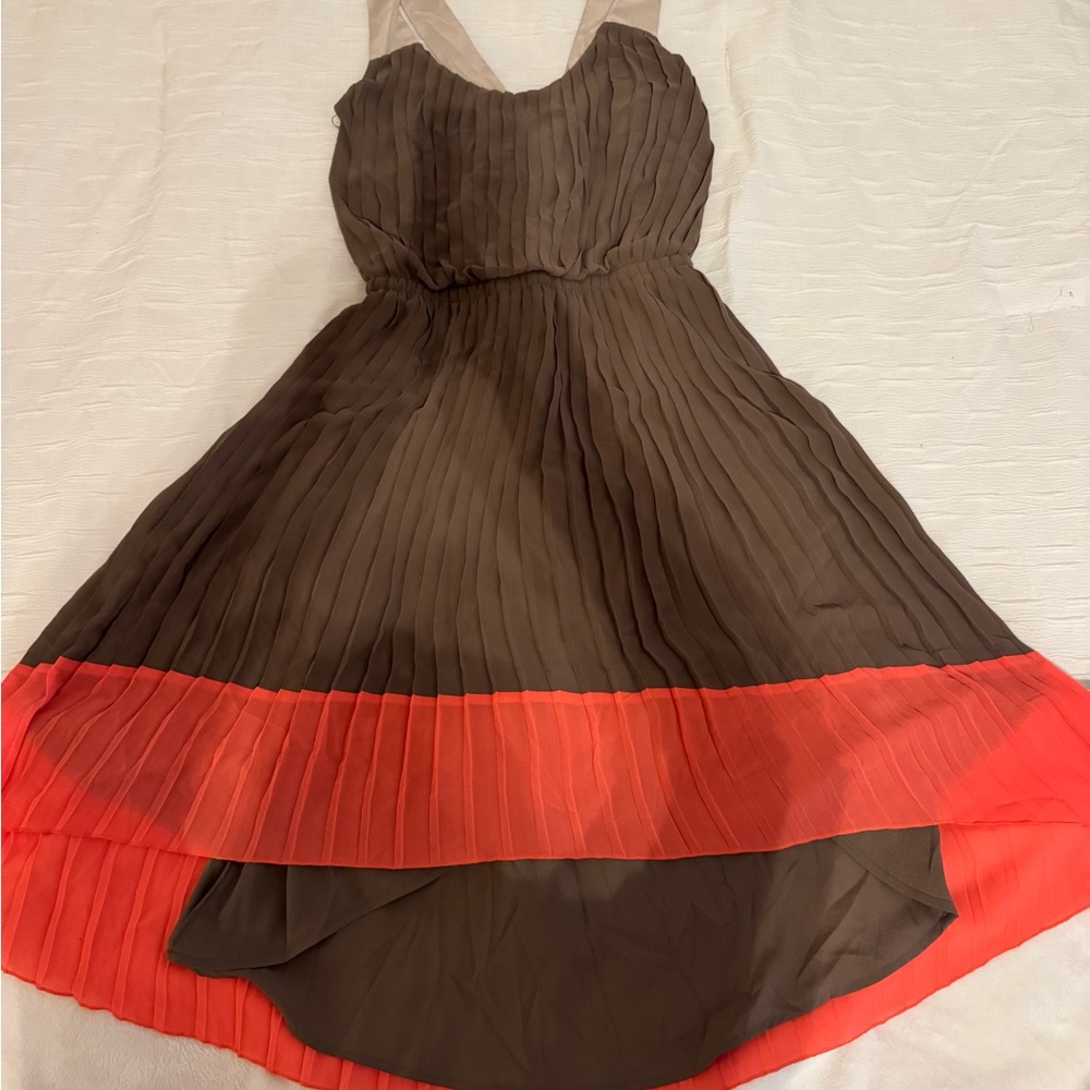 Jessica Simpson Brown and Pink Fit and Flare Dress